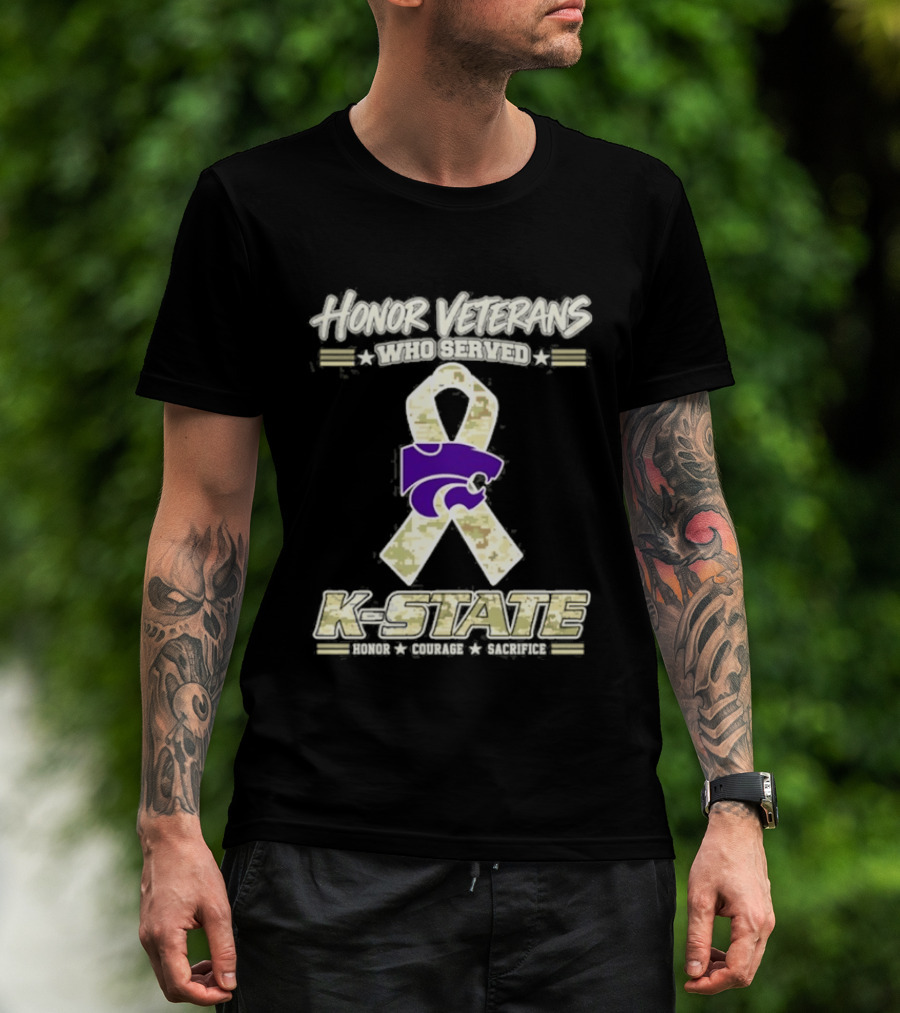 Kansas State Wildcats Honor Veterans Day Camo Ribbon T-Shirt