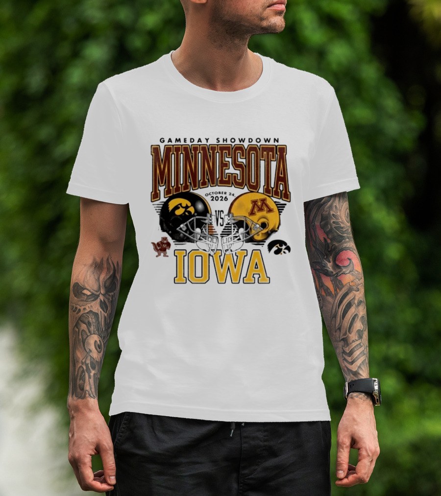 Gameday Showdown Minnesota Vs Iowa October 24 2026 Hawkeyes Golden Gophers Clash T-Shirt