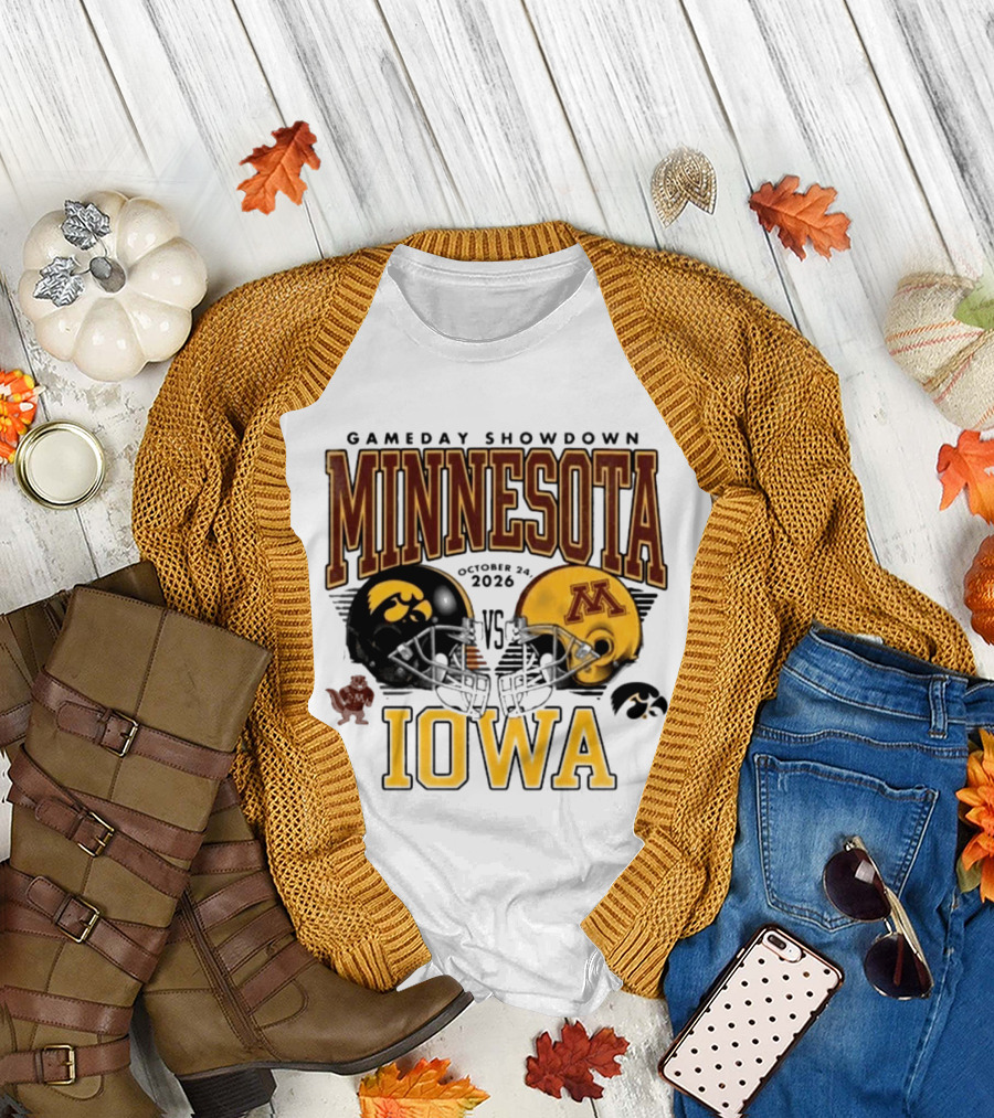 Gameday Showdown Minnesota Vs Iowa October 24 2026 Hawkeyes Golden Gophers Clash T-Shirt
