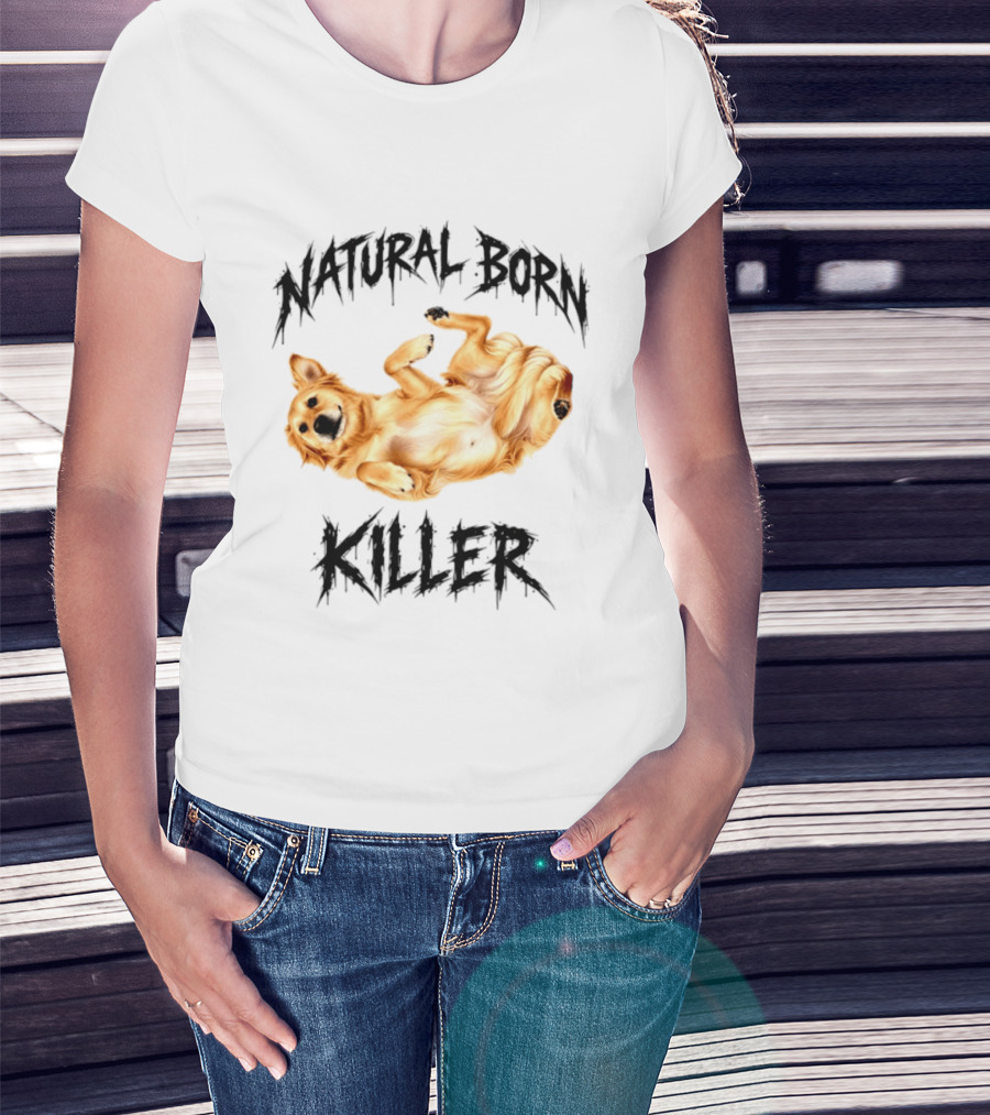 Natural Born Killer Playful Golden Retriever Pose T-Shirt