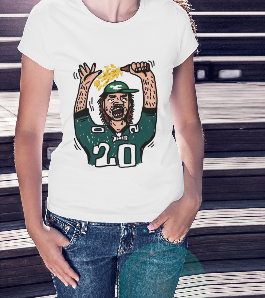 Philadelphia Eagles Angry Philly Fan With Cheesesteak And 20 Jersey T-Shirt
