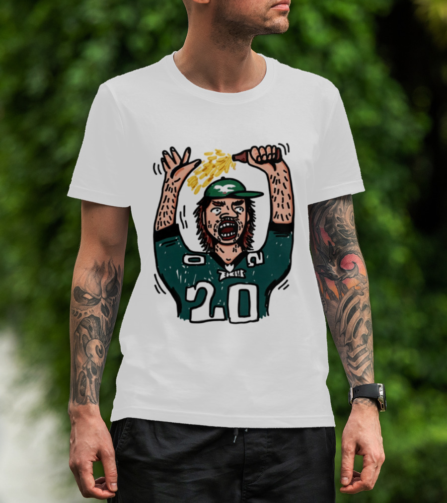 Philadelphia Eagles Angry Philly Fan With Cheesesteak And 20 Jersey T-Shirt