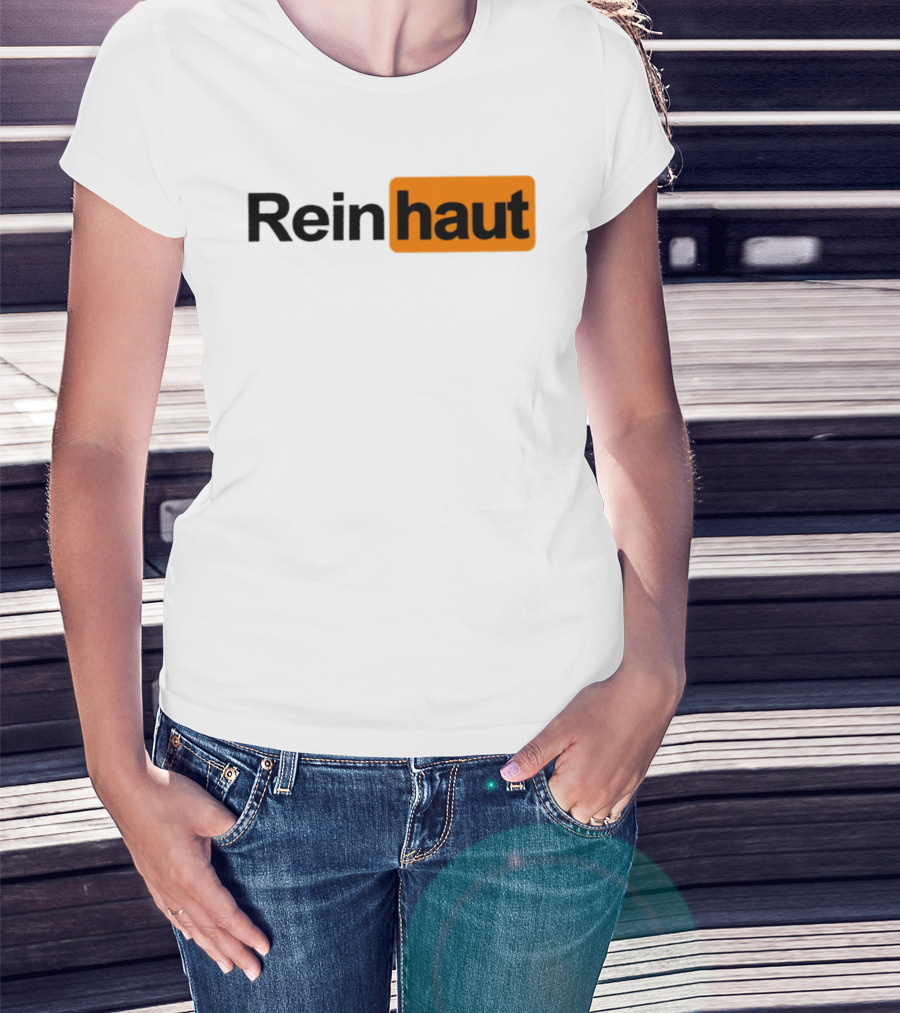 Reinhaut Bold Black And Orange Text Logo Fashion T-Shirt