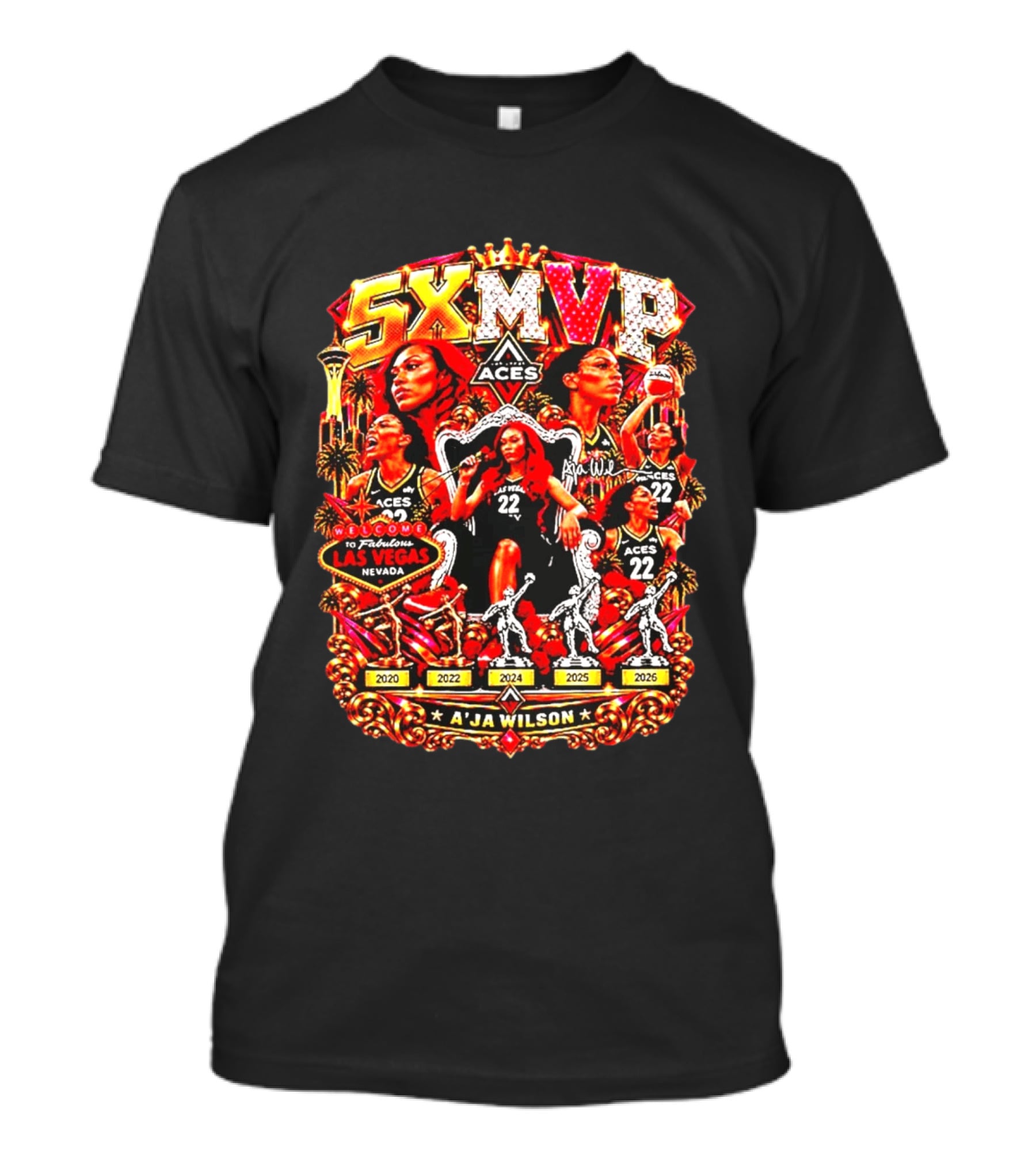 A'ja Wilson 5X MVP Las Vegas Aces Champion Crowned Basketball 2026 T-Shirt