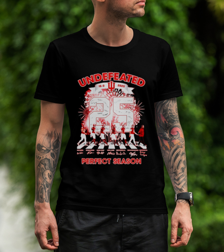Indiana Hoosiers 2025 Undefeated 16 0 Perfect Season Signatures T-Shirt