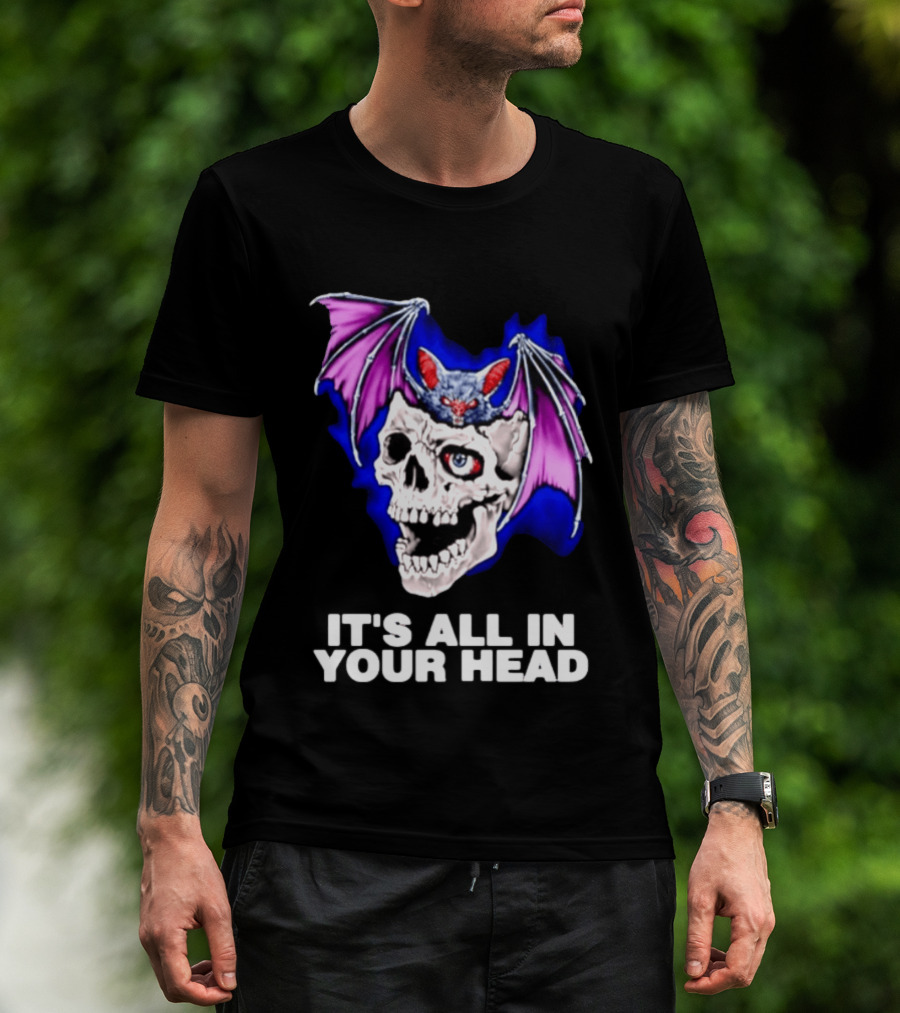 It's All In Your Head Bat Skull Gothic Colorful Horror T-Shirt