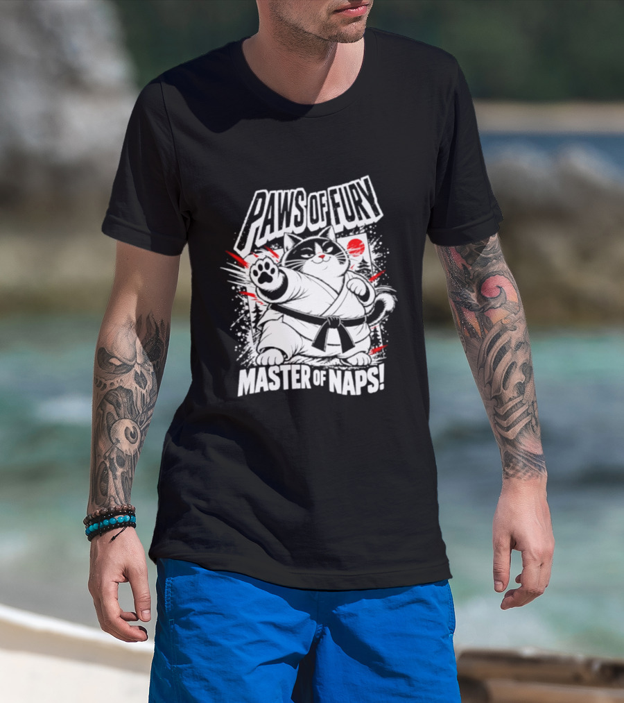 Paws Of Fury Karate Cat Master Of Naps Relaxation Expert T-Shirt