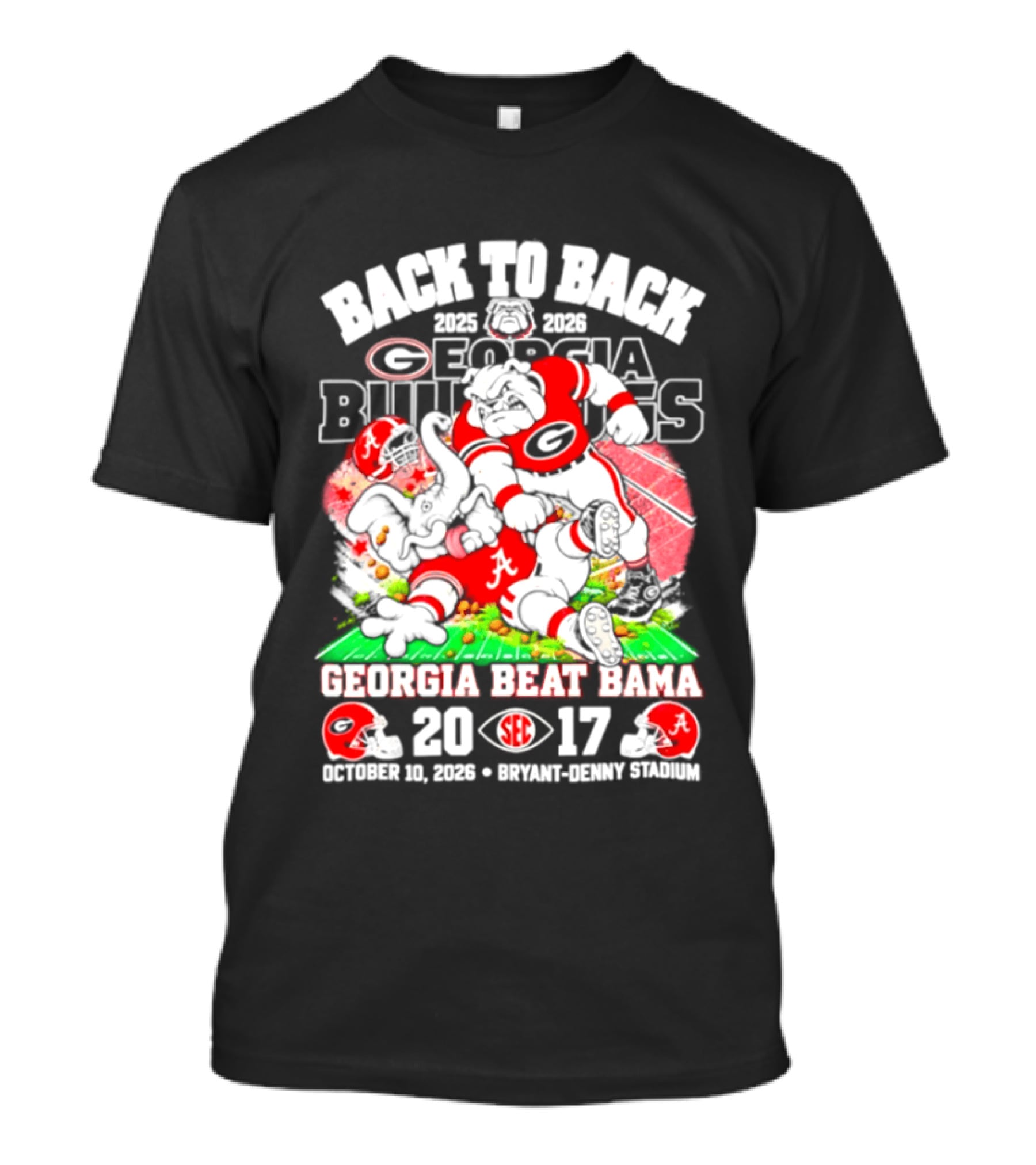 Back To Back Georgia Bulldogs Beat Bama 20 17 October 31 2026 Sanford Stadium T-Shirt