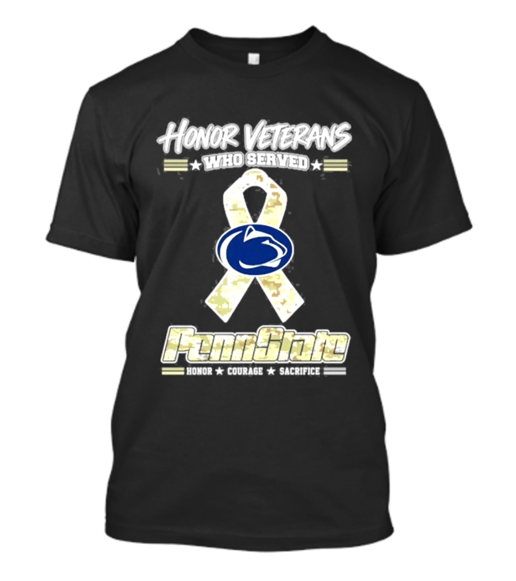Penn State Nittany Lion Honor Veterans Military Camo Ribbon T-Shirt
