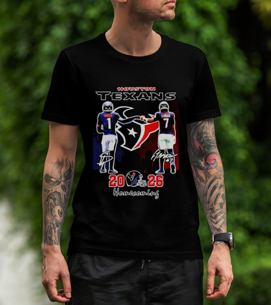 Houston Texans Stefon Diggs C.J. Stroud 2026 Homecoming Signatures T-Shirt