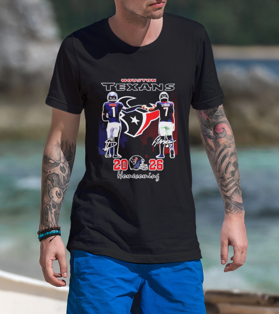 Houston Texans Stefon Diggs C.J. Stroud 2026 Homecoming Signatures T-Shirt