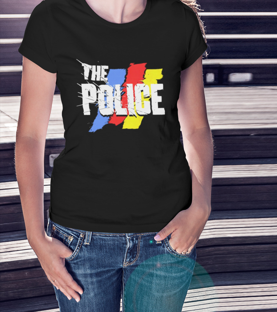 The Police Band Logo With Colorful Stripes T-Shirt