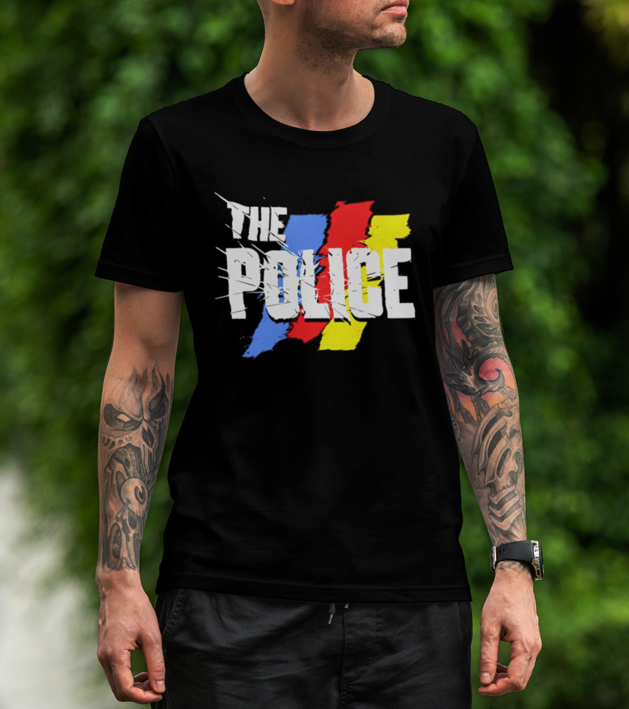 The Police Band Logo With Colorful Stripes T-Shirt
