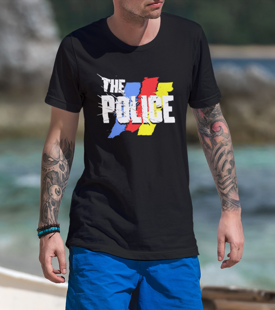 The Police Band Logo With Colorful Stripes T-Shirt
