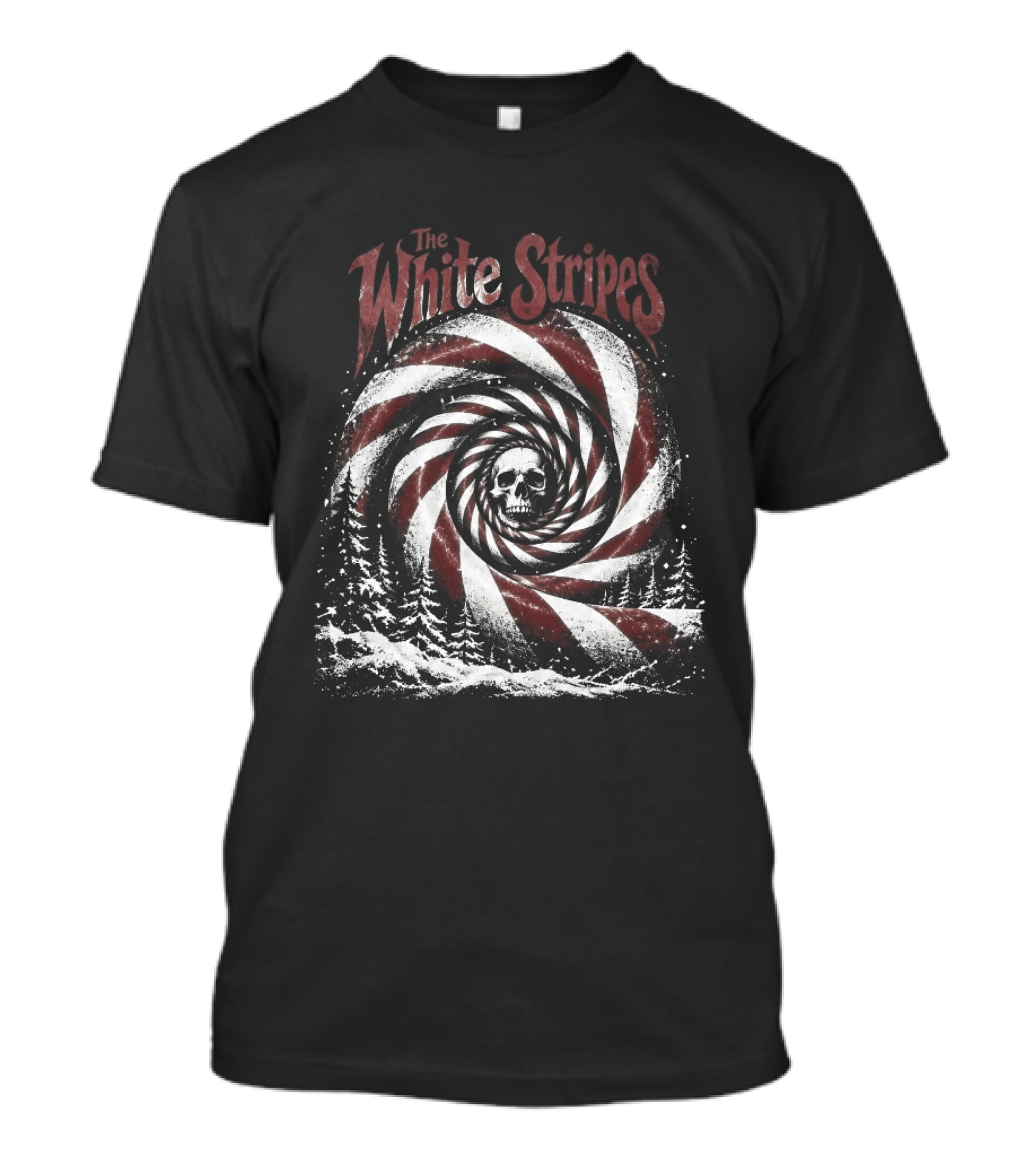 The White Stripes Peppermint Skull Swirl For Christmas Enthusiasts T-Shirt