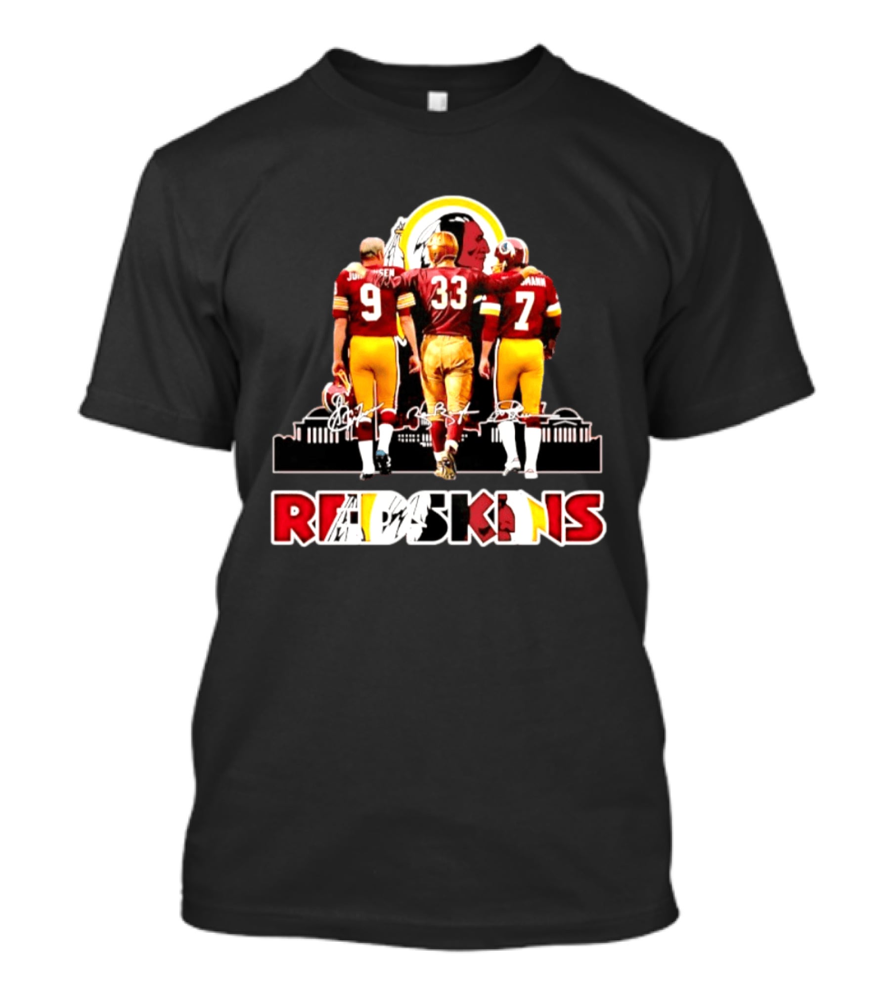 Redskins Football Legends Signatures Johnson Riggins Theismann Skyline T-Shirt