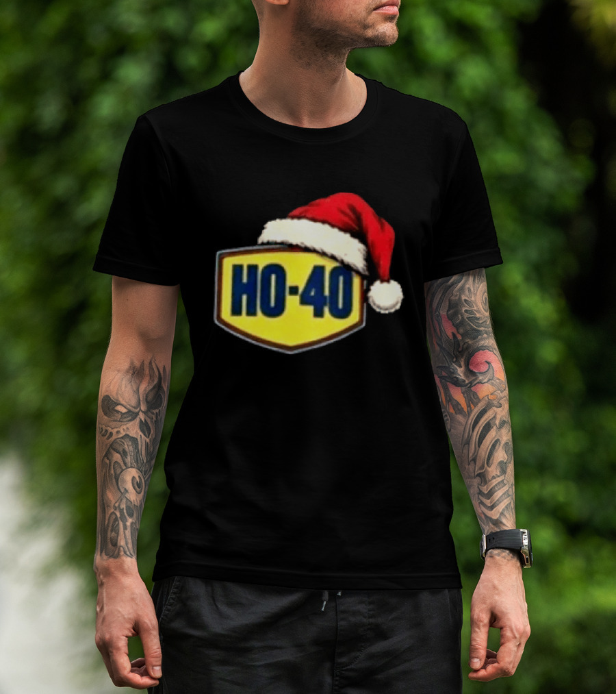 HO 40 Santa Hat Christmas Humor For Mechanic Enthusiasts T-Shirt