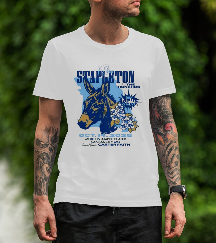 Chris Stapleton With The Honchos Kansas City MO October 14 2026 Morton Amphitheater Special Guest Carter Faith T-Shirt