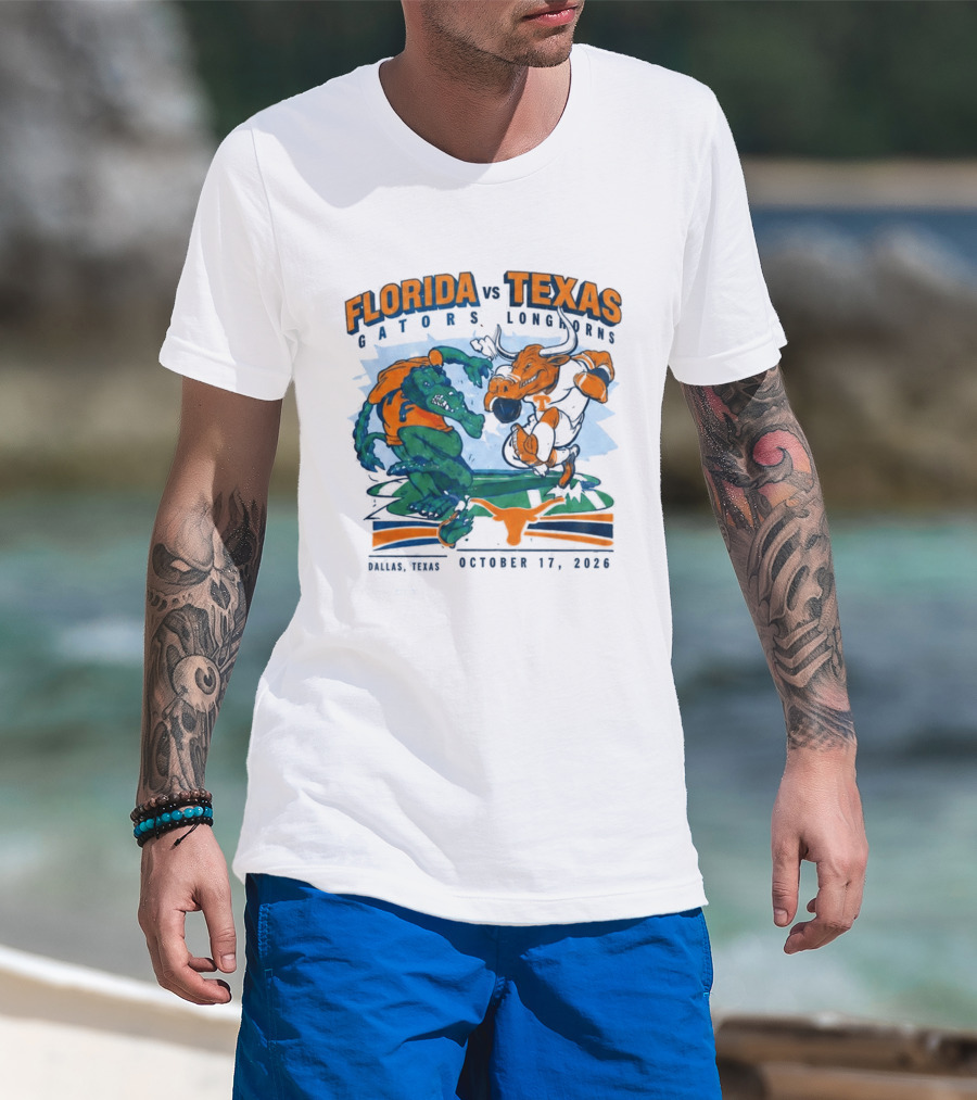 Florida Vs Texas Gators Longhorns Dallas Texas October 17 2026 T-Shirt