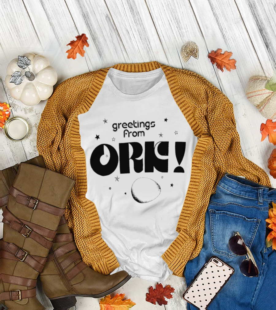 Greetings From Ork Vintage Retro Bold Sci Fi Moon Stars T-Shirt