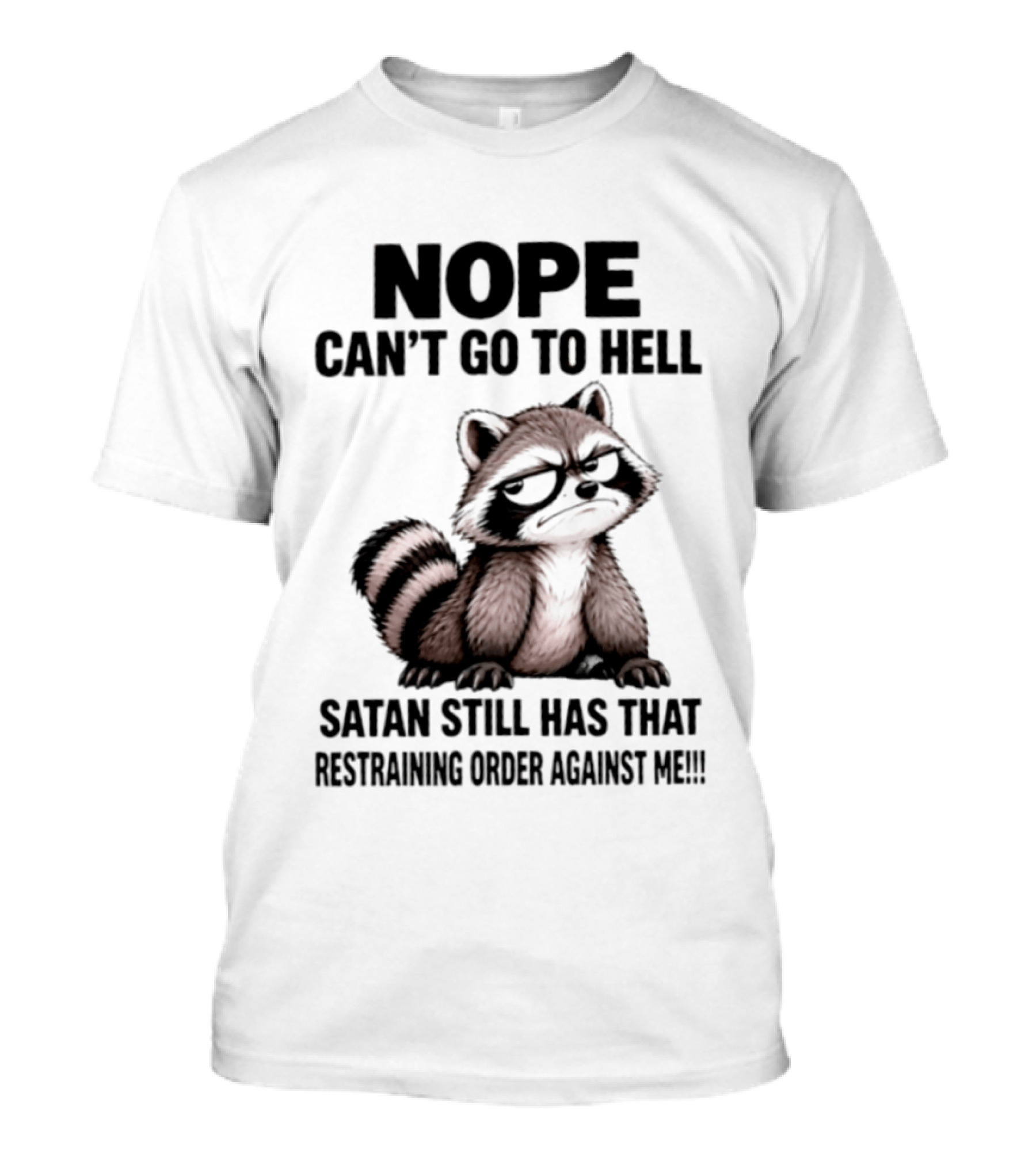 Nope Can't Go To Hell Raccoon Restraining Order Against Me T-Shirt