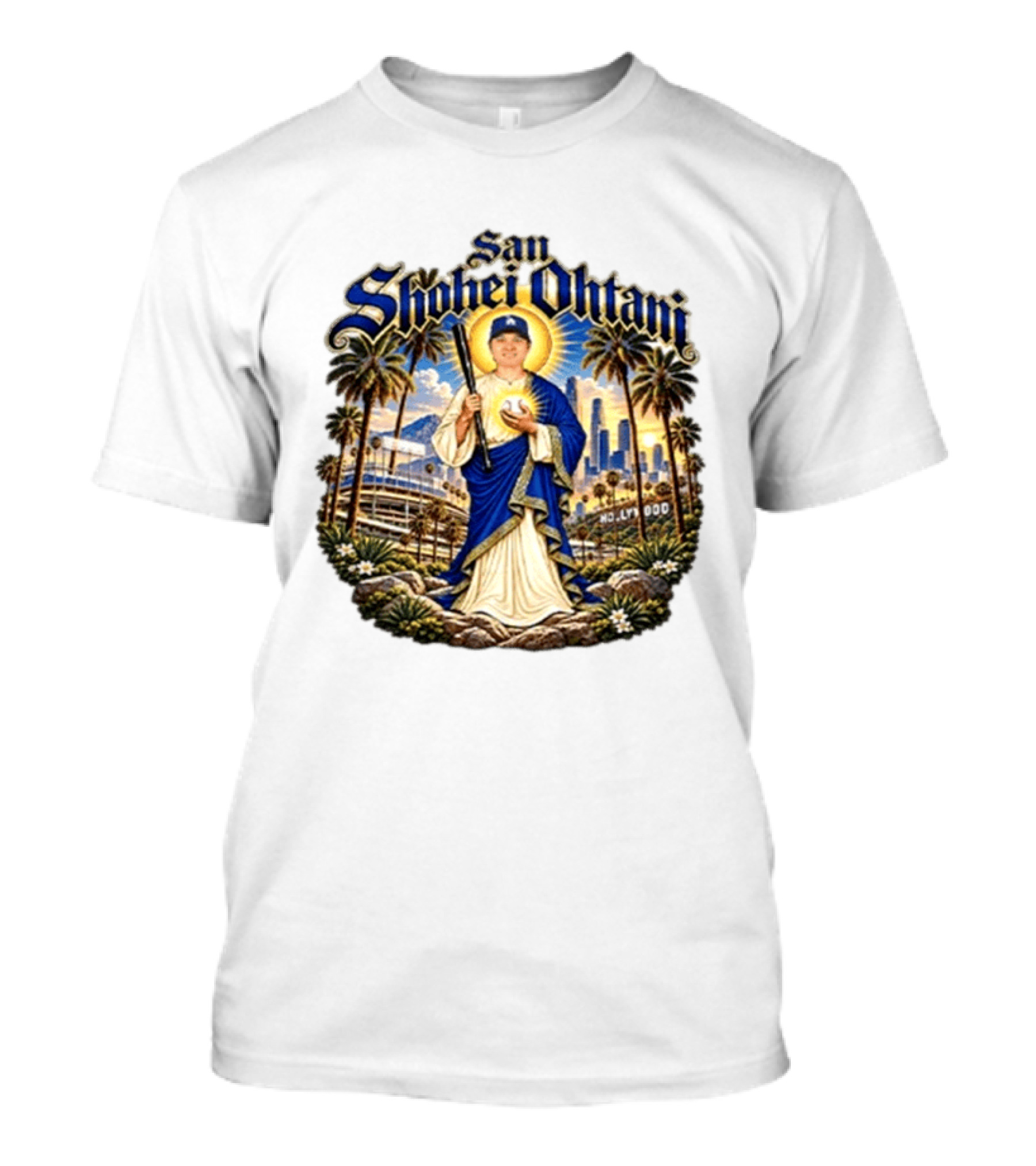 San Shohei Ohtani Los Angeles Baseball Holy Wood Stadium Cityscape T-Shirt