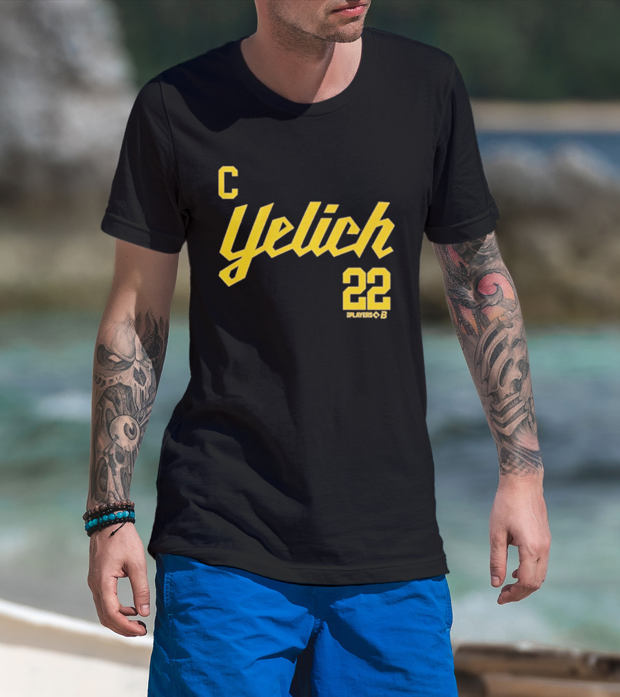 Yelich 22 Captain Players Milwaukee Brewers Baseball MLB T-Shirt
