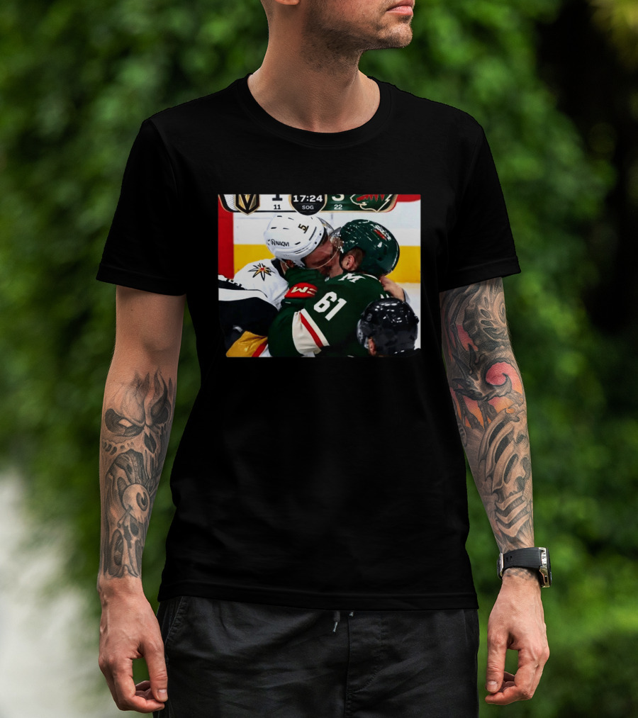 Lorenz And Lauzon Kissing Fight Vegas Golden Knights Minnesota Wild NHL Hockey T-Shirt