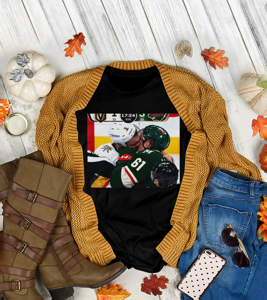 Lorenz And Lauzon Kissing Fight Vegas Golden Knights Minnesota Wild NHL Hockey T-Shirt
