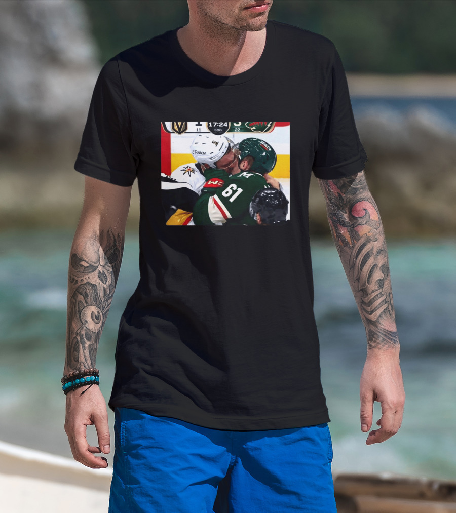 Lorenz And Lauzon Kissing Fight Vegas Golden Knights Minnesota Wild NHL Hockey T-Shirt