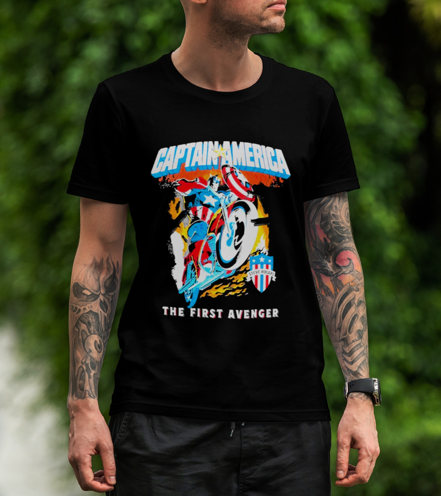 Captain America Motorcycle The First Avenger Marvel Exclusive T-Shirt