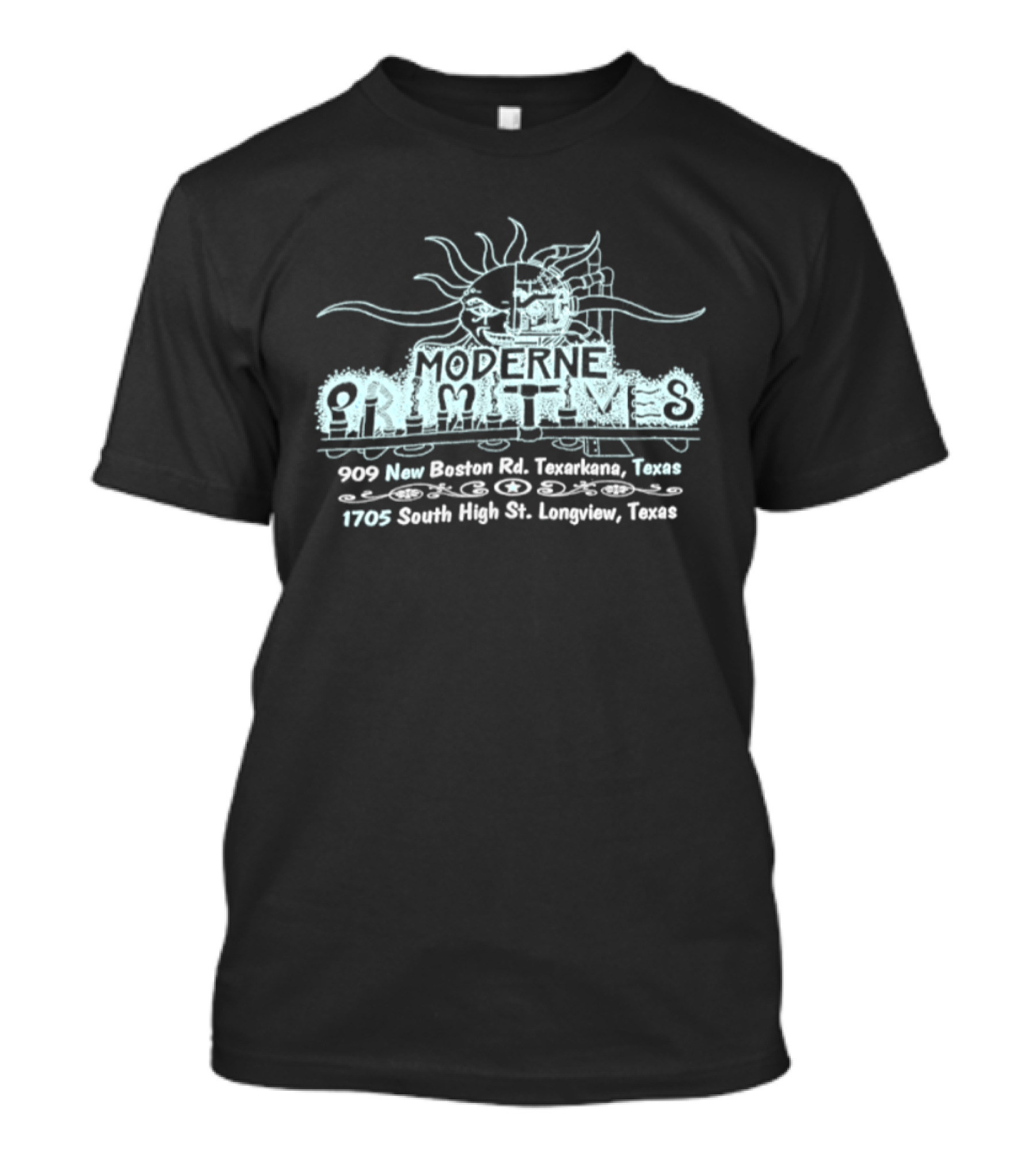 Moderne Primitives Sun Motif 909 New Boston Rd Texarkana 1705 South High St Longview Texas T-Shirt