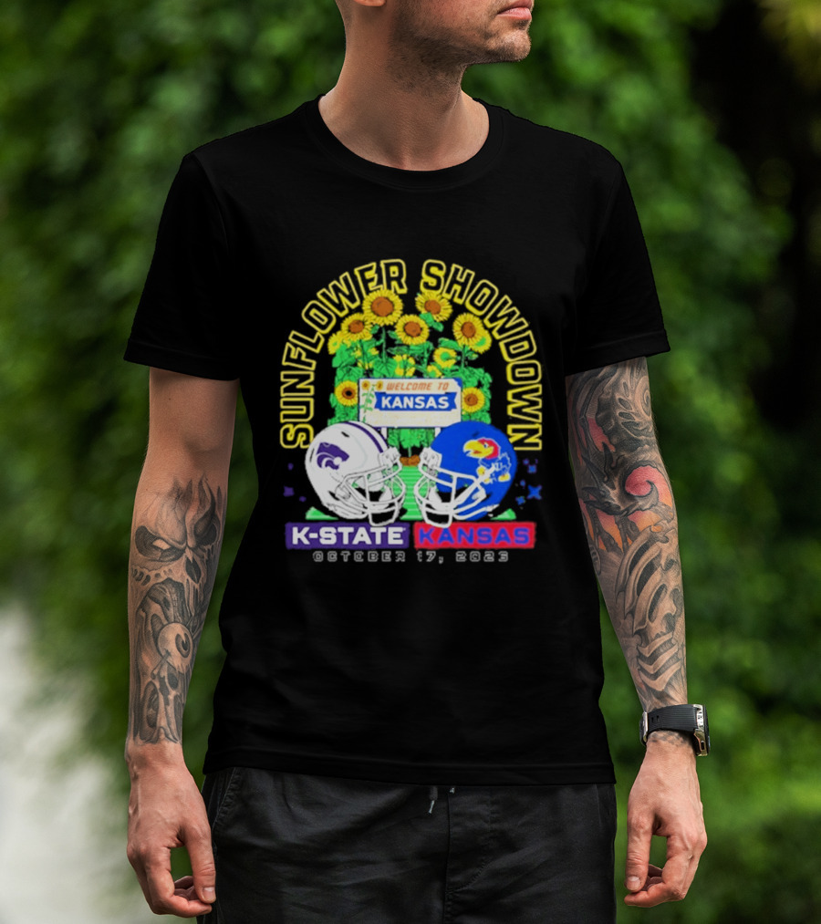 Sunflower Showdown K State Wildcats Vs Kansas Jayhawks October 17 2026 Welcome To Kansas Rivalry T-Shirt