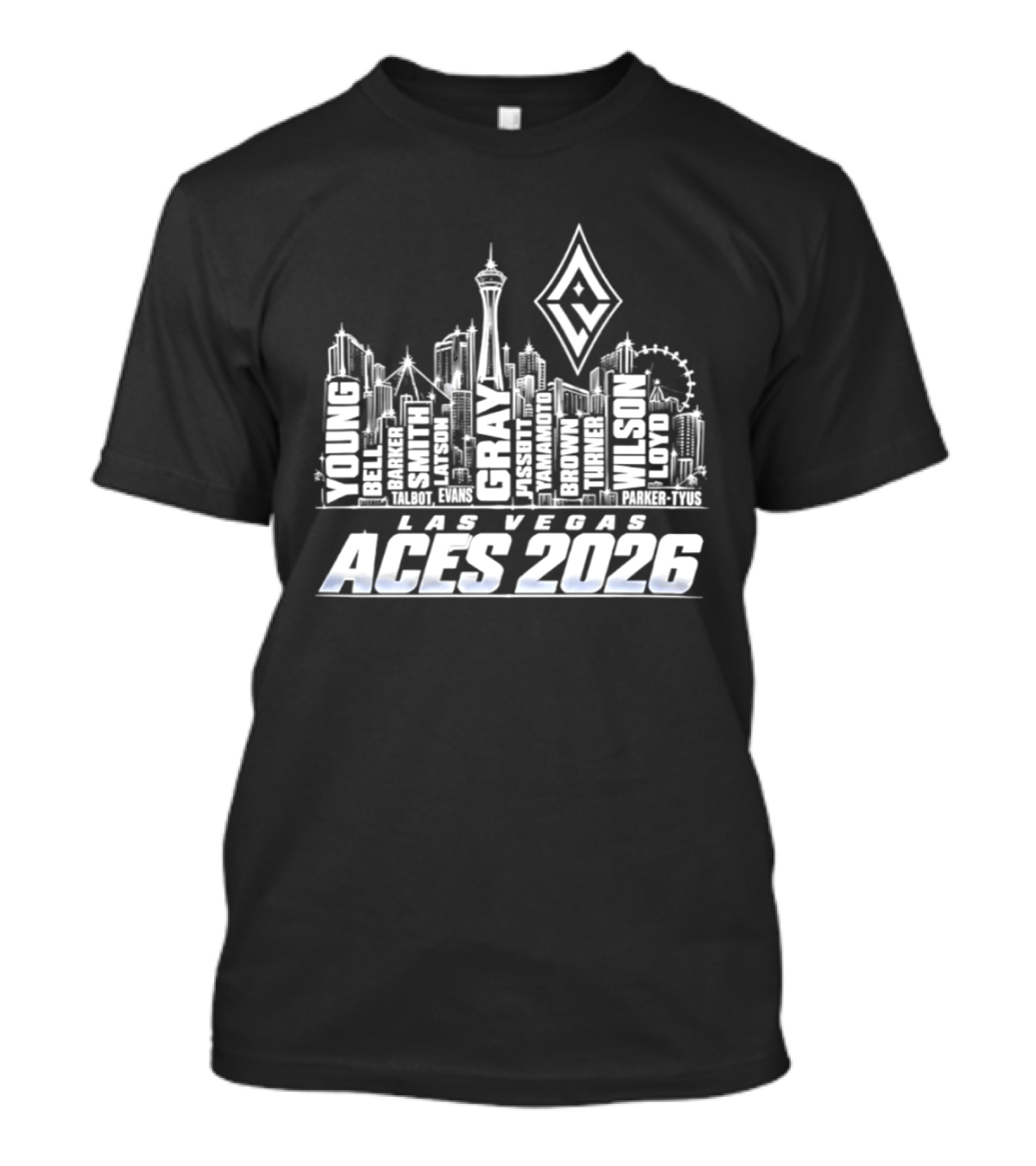 Las Vegas Aces 2026 City Skyline With Iconic Landmarks T-Shirt