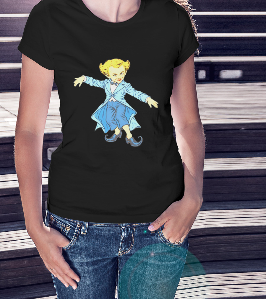 Rumpelstiltskin Tip Toe Cartoon Character In Blue Suit And Black Shoes T-Shirt