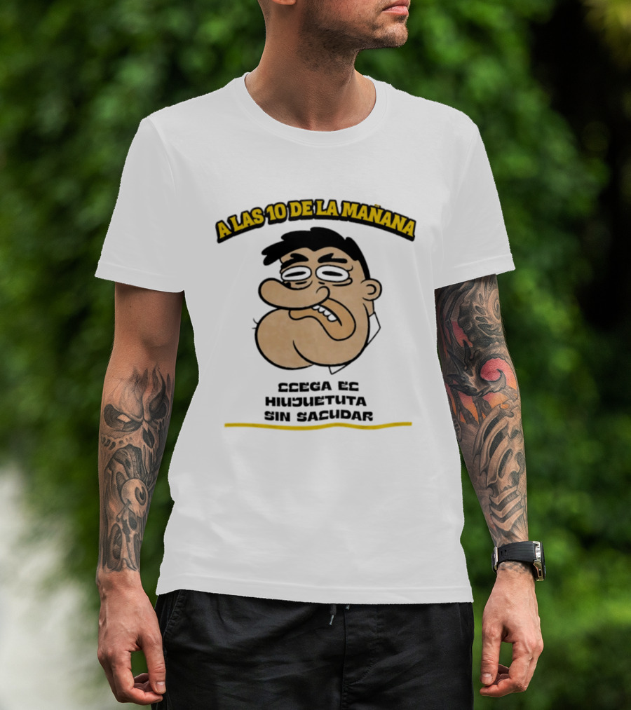A Las 10 De La Mañana Ccega Es Hiujuetuta Sin Sacudar Swag Head Funny Cartoon Face T-Shirt