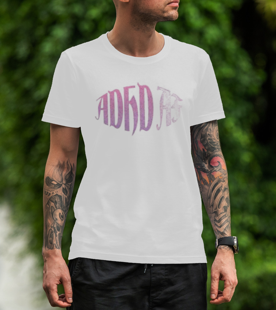 Paris Hilton ADHD AF Pink Cursive Text With Glitter Effect T-Shirt