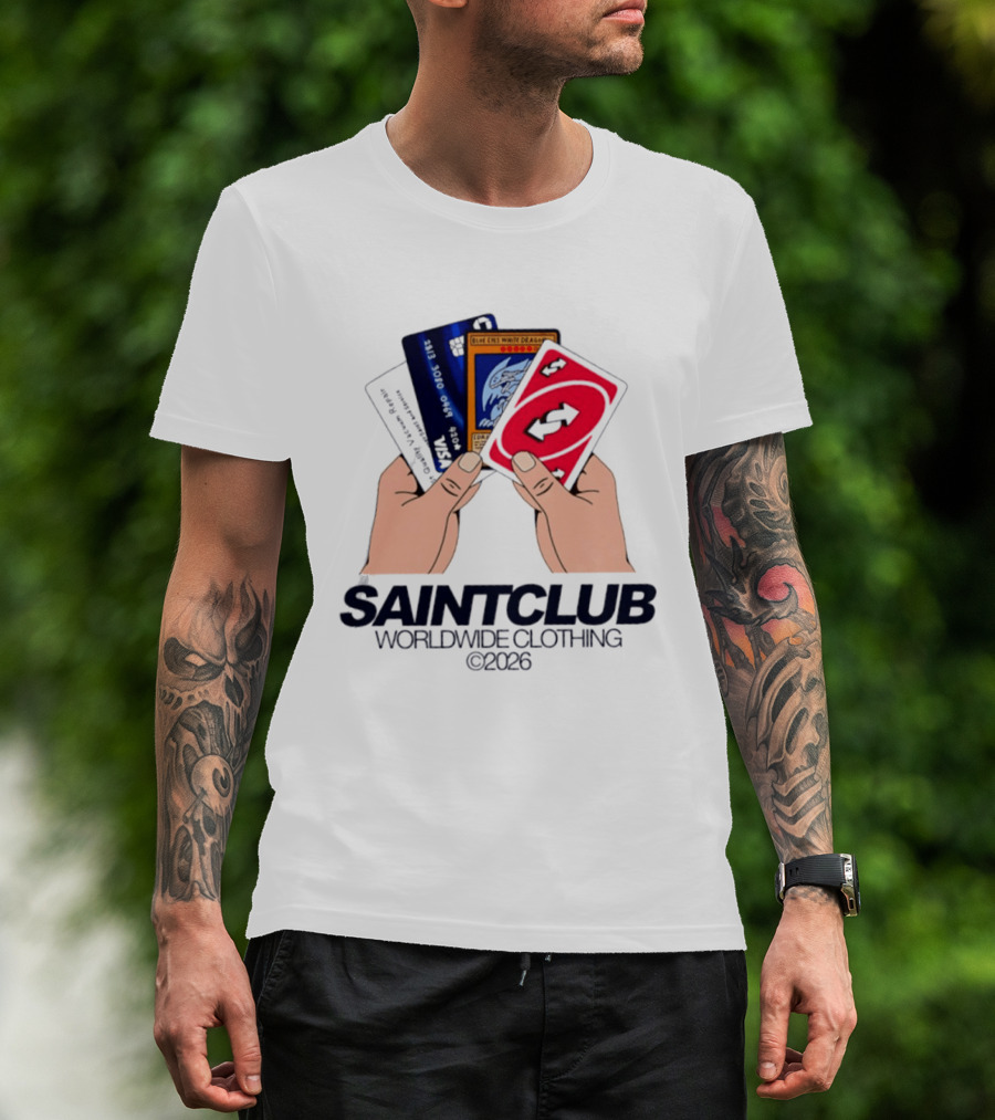 Blue Eyes White Dragon Uno Card Saintclub Worldwide Clothing 2026 T-Shirt