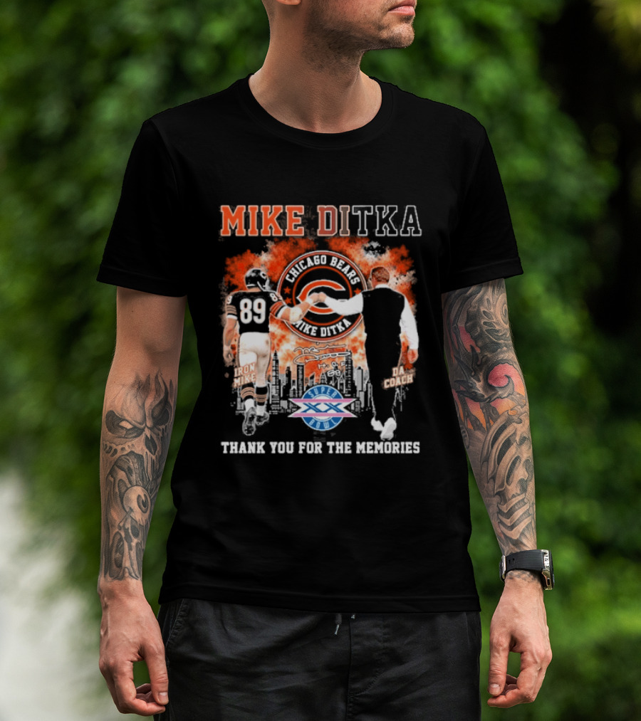 Mike Ditka Iron Mike Da Coach Super Bowl Fist Bump Thank You For The Memories T-Shirt