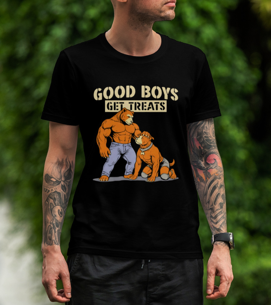 Good Boys Get Treats Pitbull Bear T-Shirt