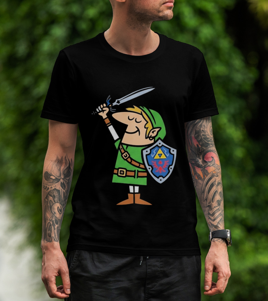 Little Caesars Link Green Zelda Shield Sword T-Shirt