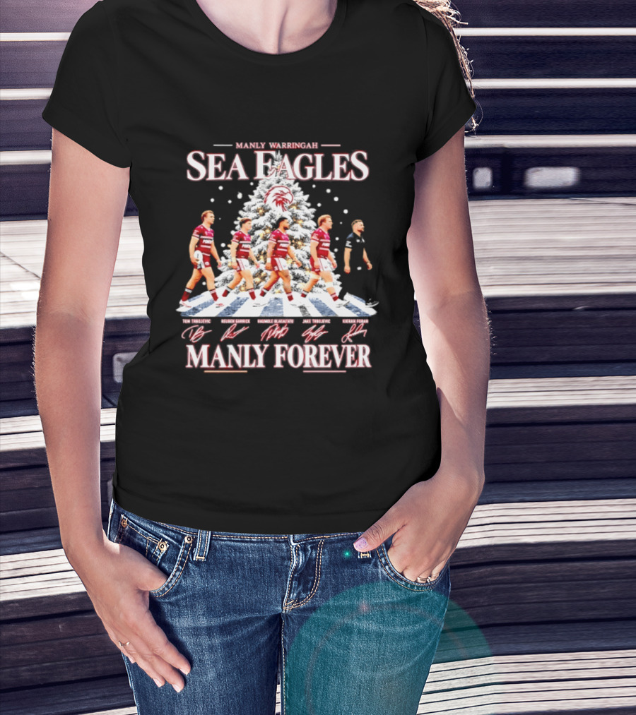 Manly Warringah Sea Eagles Manly Forever Christmas 2026 Players Signatures T-Shirt