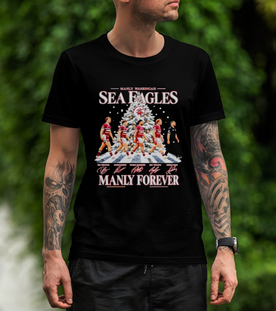 Manly Warringah Sea Eagles Manly Forever Christmas 2026 Players Signatures T-Shirt