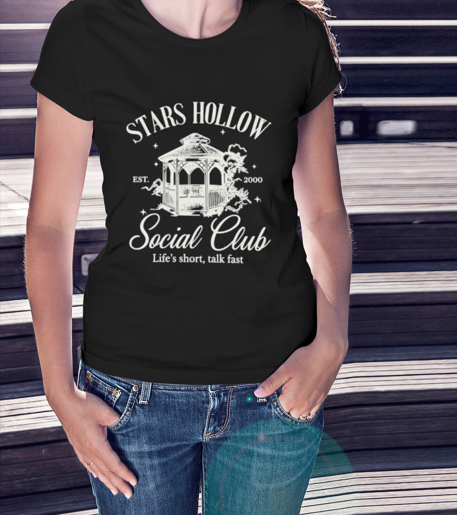 Gilmore Girls Stars Hollow Social Club Est 2000 Life's Short Talk Fast T-Shirt