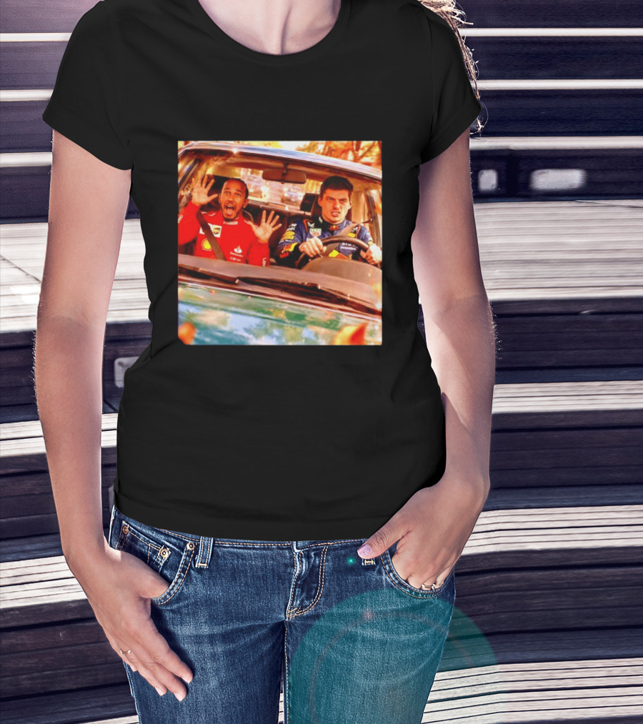 Max Verstappen Racing Scared Lewis Hamilton Passenger Scene T-Shirt