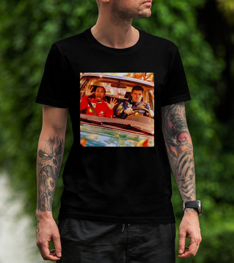 Max Verstappen Racing Scared Lewis Hamilton Passenger Scene T-Shirt