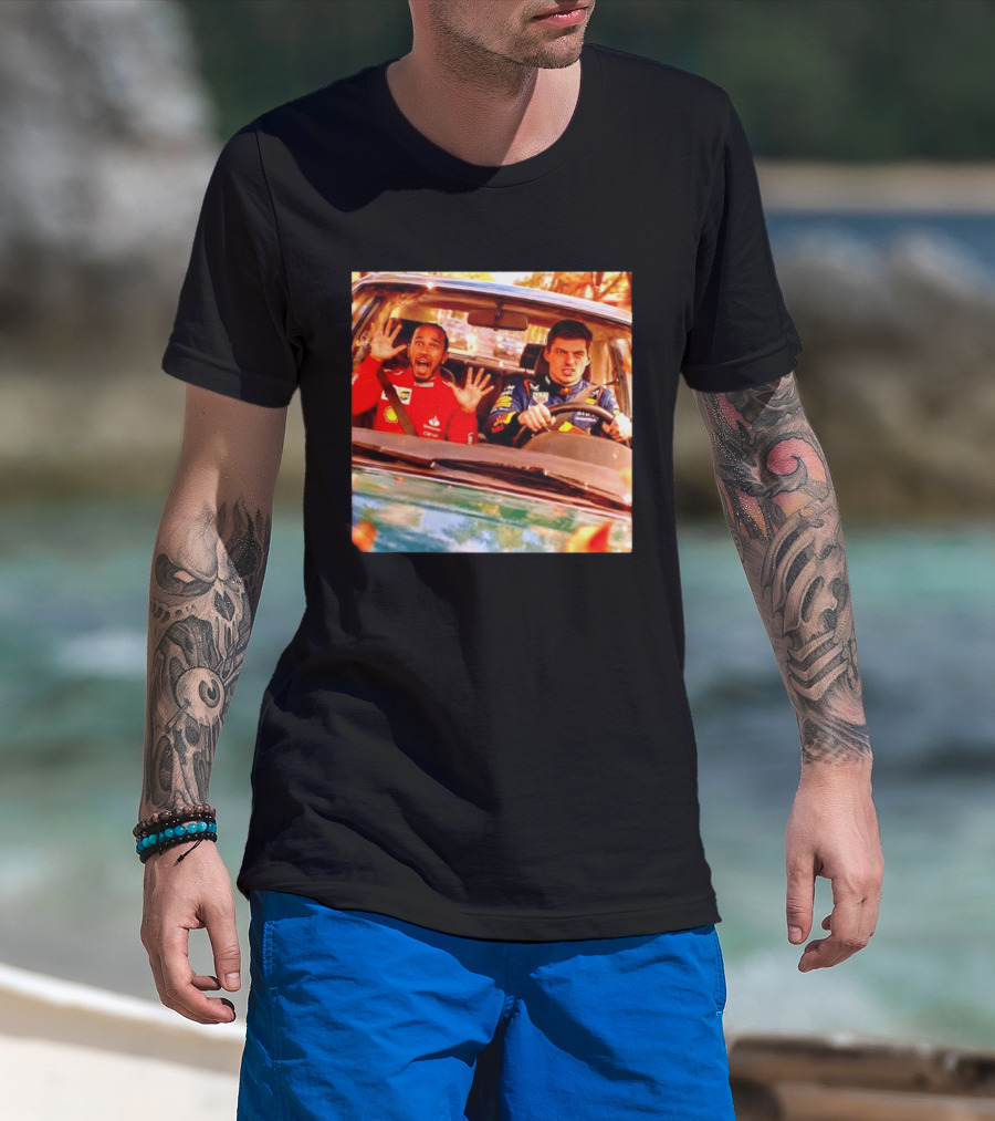 Max Verstappen Racing Scared Lewis Hamilton Passenger Scene T-Shirt