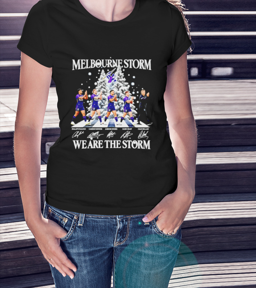 Melbourne Storm NRL 2026 Christmas Players Signatures We Are The Storm T-Shirt