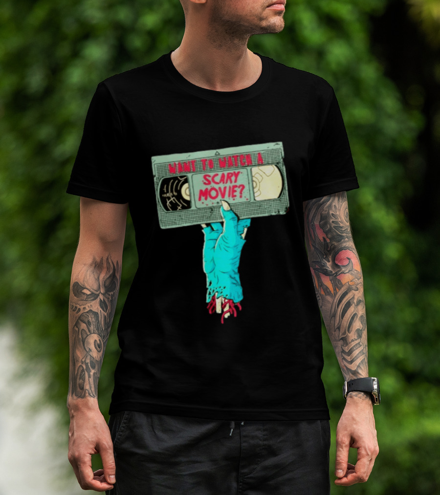 Want To A Scary Movie VHS Horror Hand T-Shirt