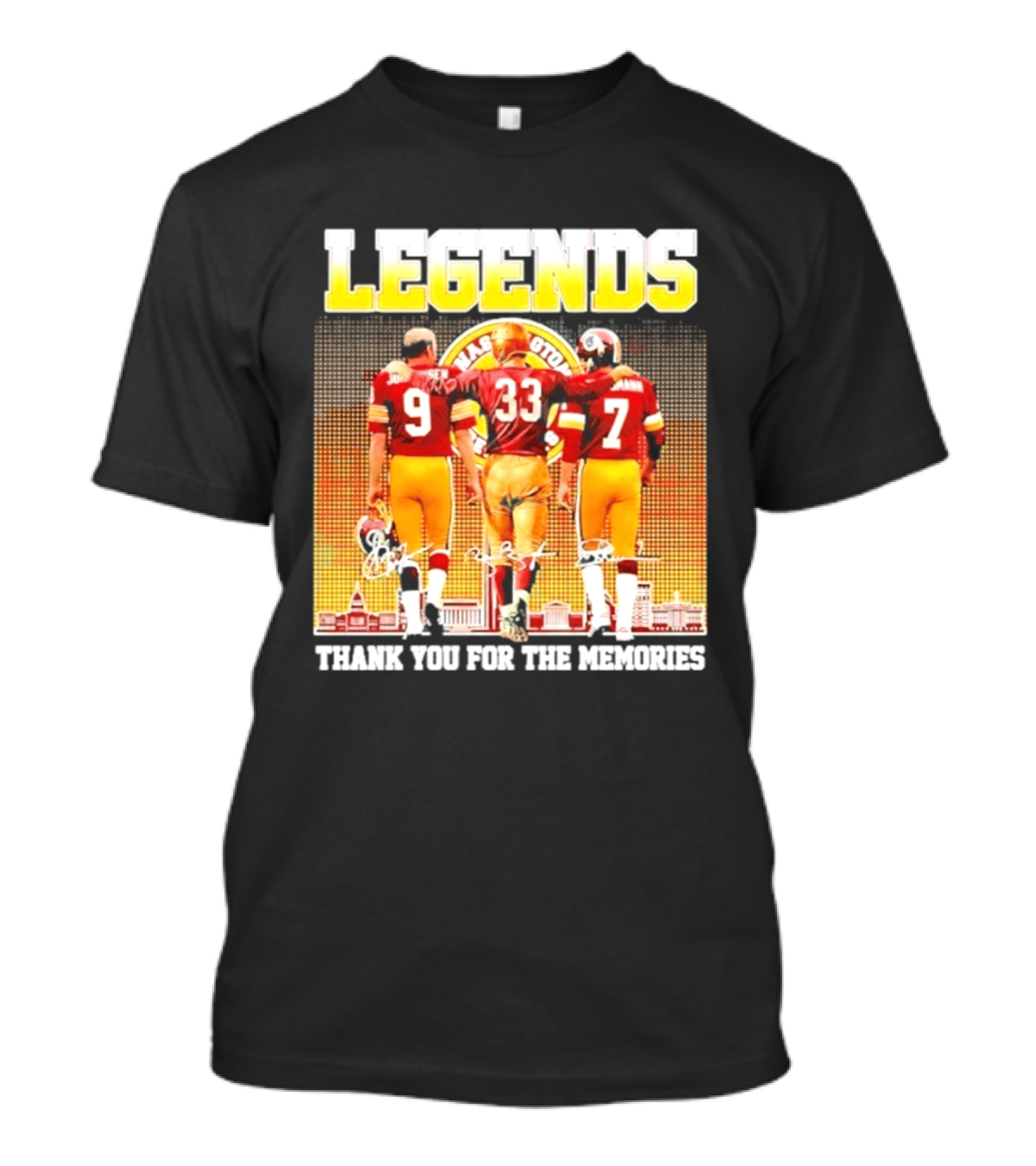 Washington Commanders Legends Thank You For The Memories Skyline Signatures T-Shirt